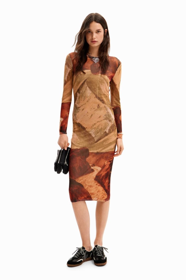 Desigual Landscape Knit Midi Haljina Assorted | JrMz9435