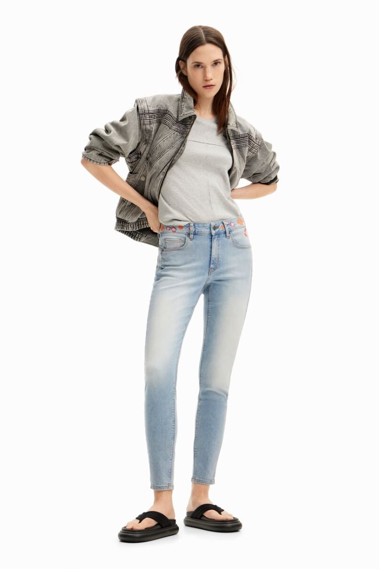 Desigual Long Denim Hlače Plave | ZJSLq4zT