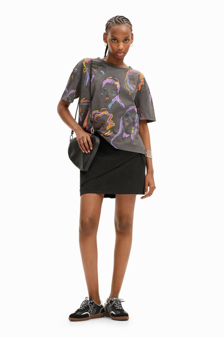 Desigual Love Basic Majice Crne | W7n8AQzy