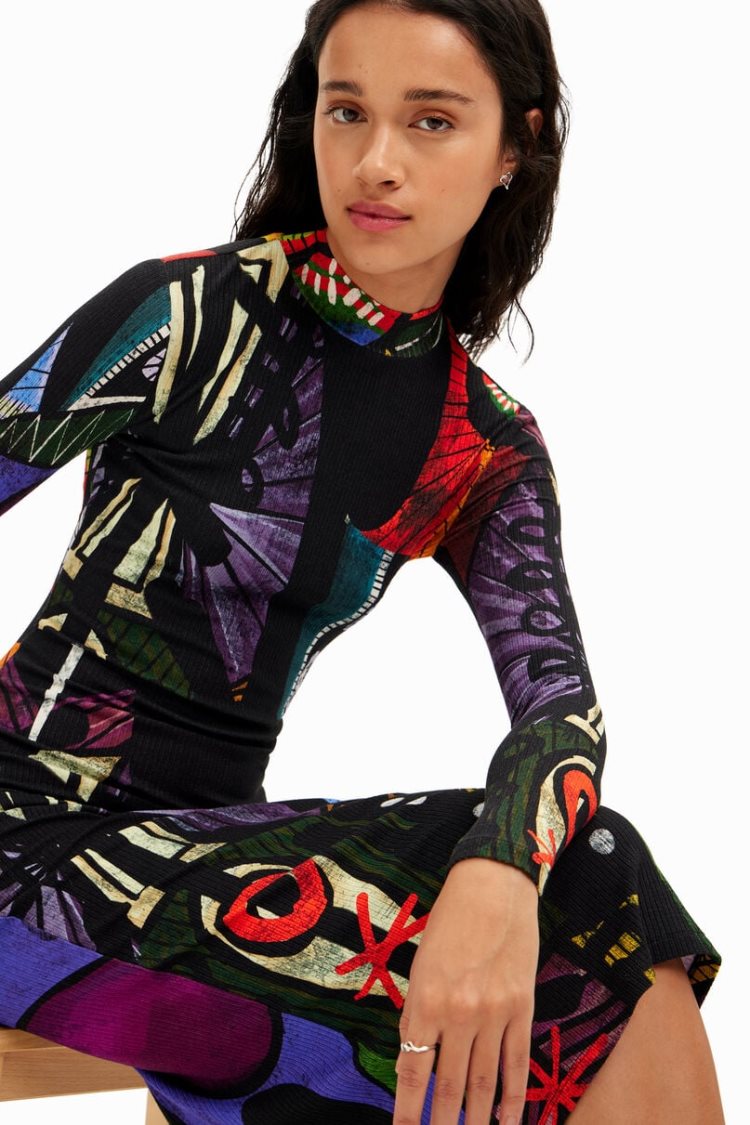 Desigual M. Christian Lacroix Arty Midi Haljina Crne | 2wcESY8t