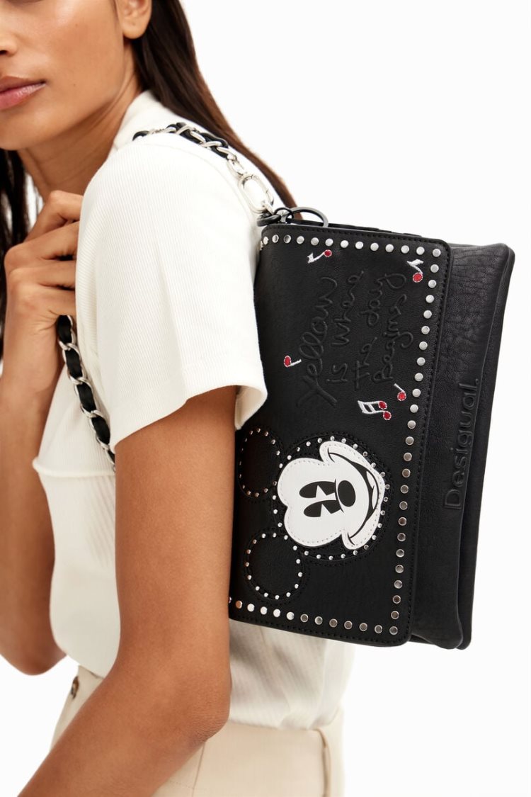 Desigual M Mickey Mouse Studs Crossbody Torba Crne | DrugOKot