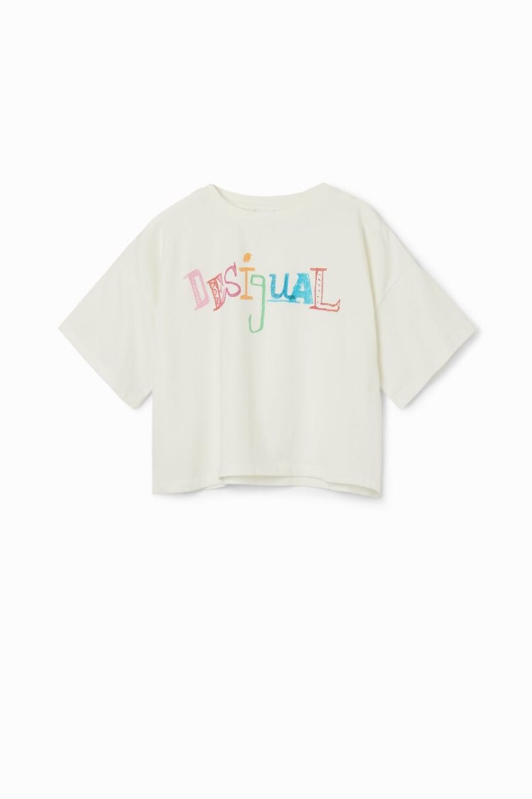 Desigual Multicolour Logo Majice Bijele | 1ky07Q6R