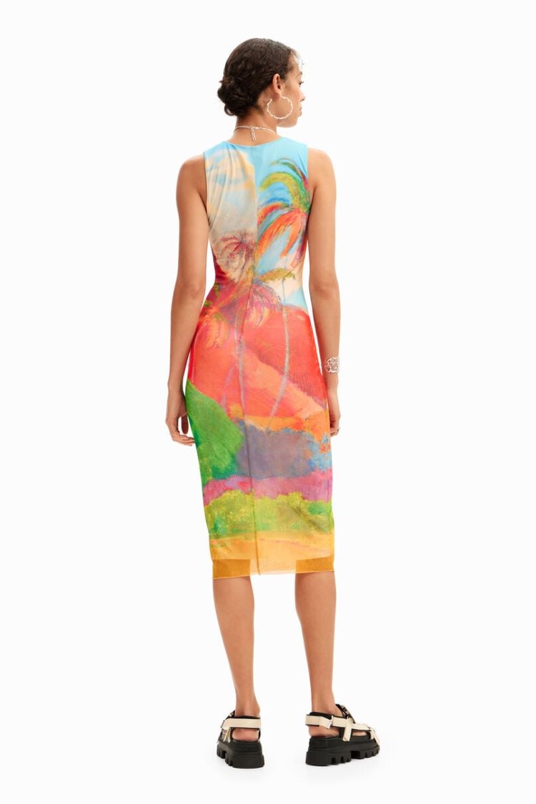 Desigual Multicolour Tropical Midi Haljina Assorted | e2eONUkz