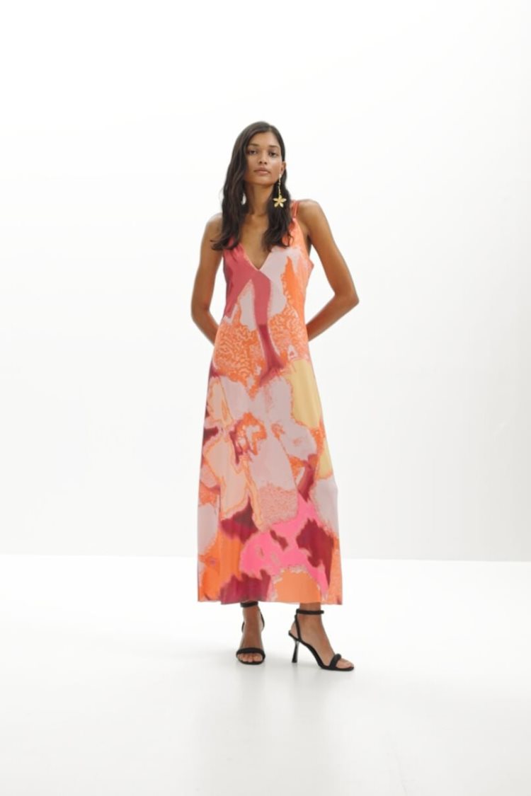 Desigual Out-of-focus Midi Slip Haljina Roze | 40NqgZee