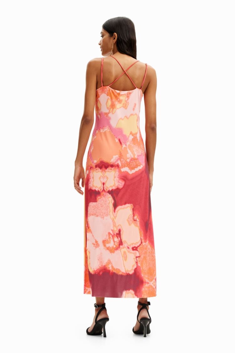 Desigual Out-of-focus Midi Slip Haljina Roze | 40NqgZee