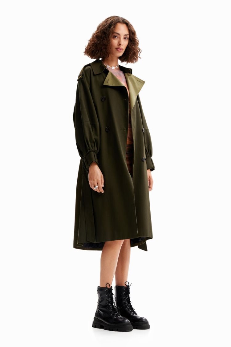 Desigual Oversize Belted Trench Jakne Zelene | 5uCDO9E0