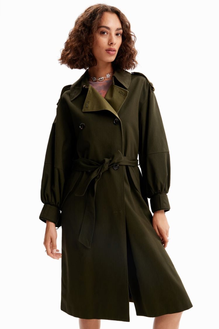 Desigual Oversize Belted Trench Jakne Zelene | 5uCDO9E0