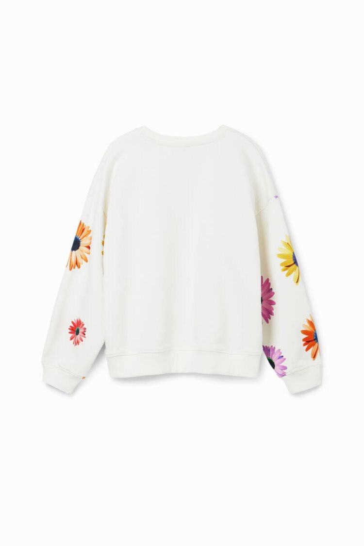 Desigual Oversize Daisy Dukserice Bijele | 9lgLlJQq