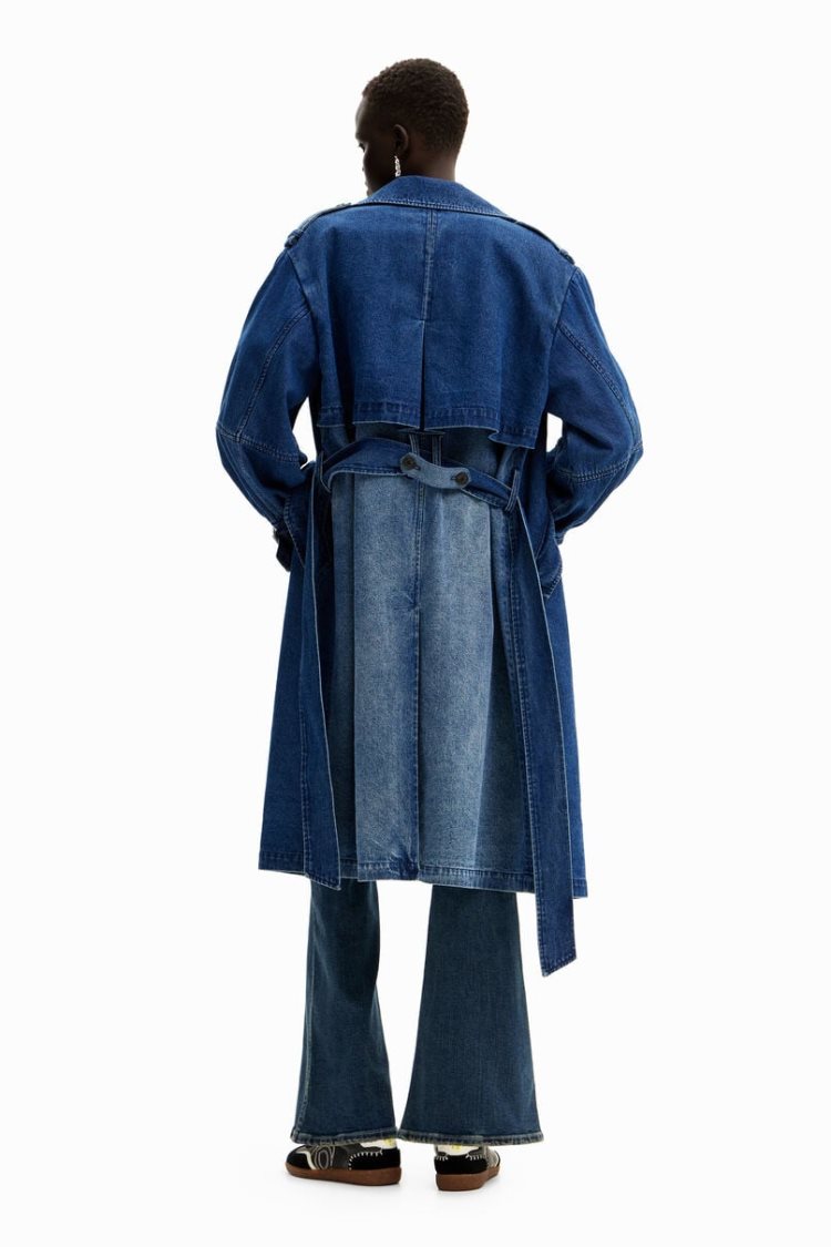 Desigual Oversize Denim Trench Jakne Plave | LWBdQnOL