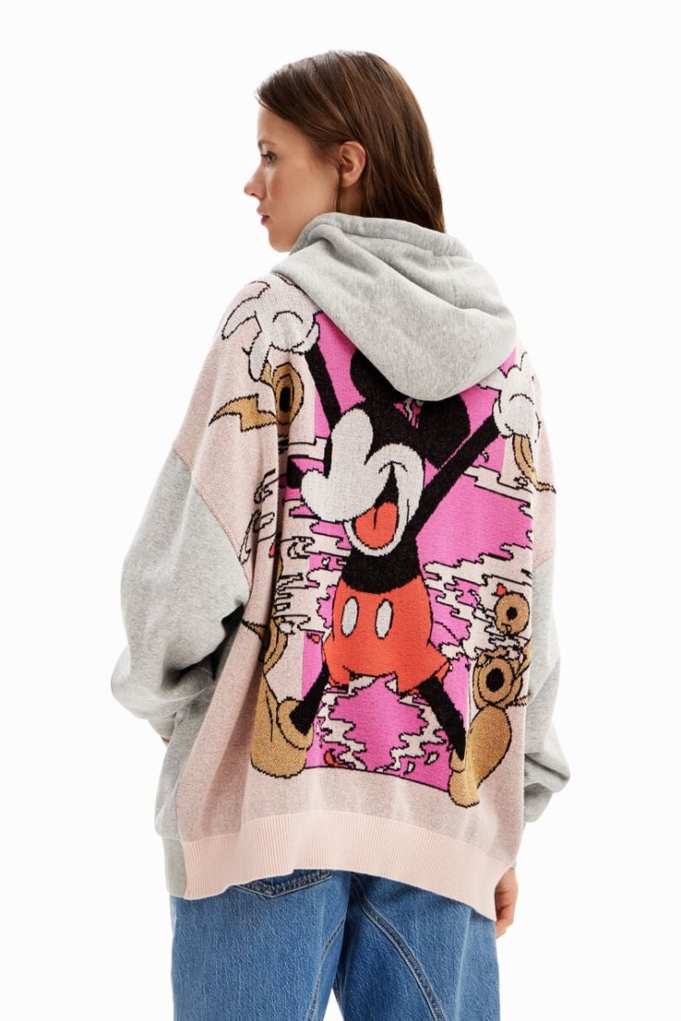 Desigual Oversize Jacquard Mickey Mouse Džemperi Sive | OYWPhP1v