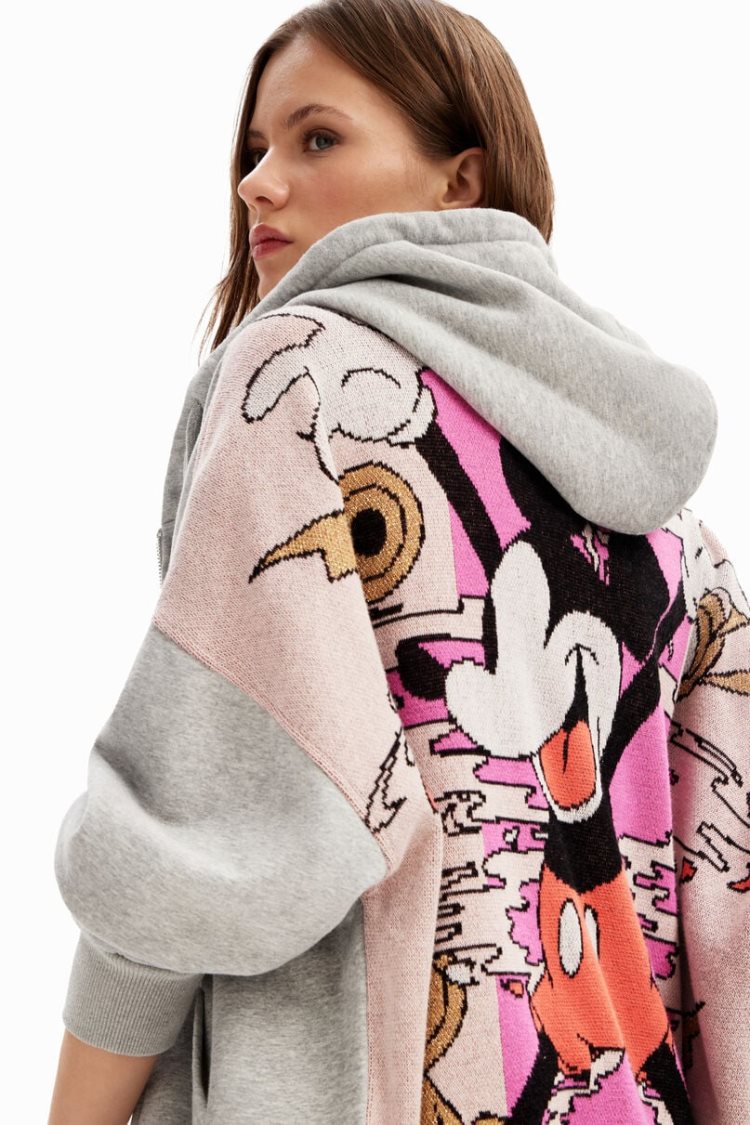 Desigual Oversize Jacquard Mickey Mouse Džemperi Sive | OYWPhP1v