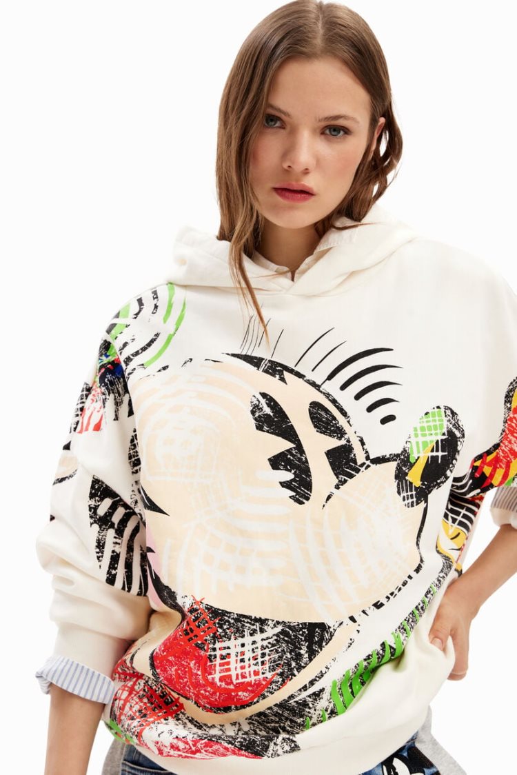 Desigual Oversize Mickey Mouse Džemperi Bijele | EB0eSXjw