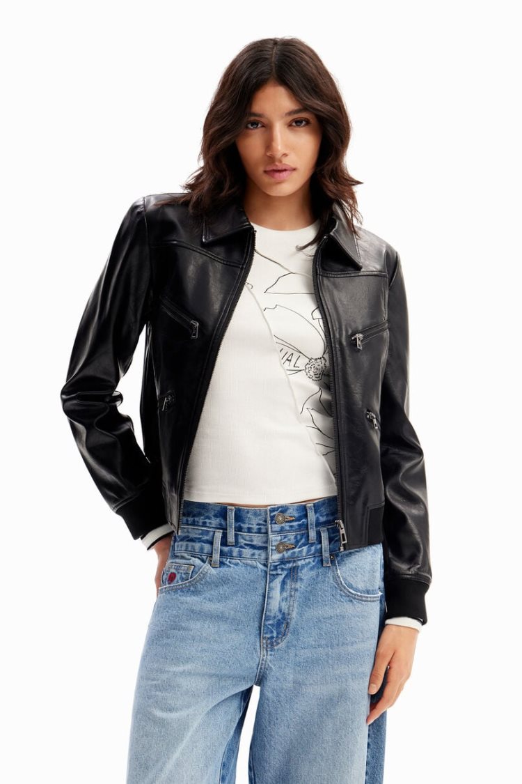 Desigual Retro Biker Jakne Crne | BsZLSM5o