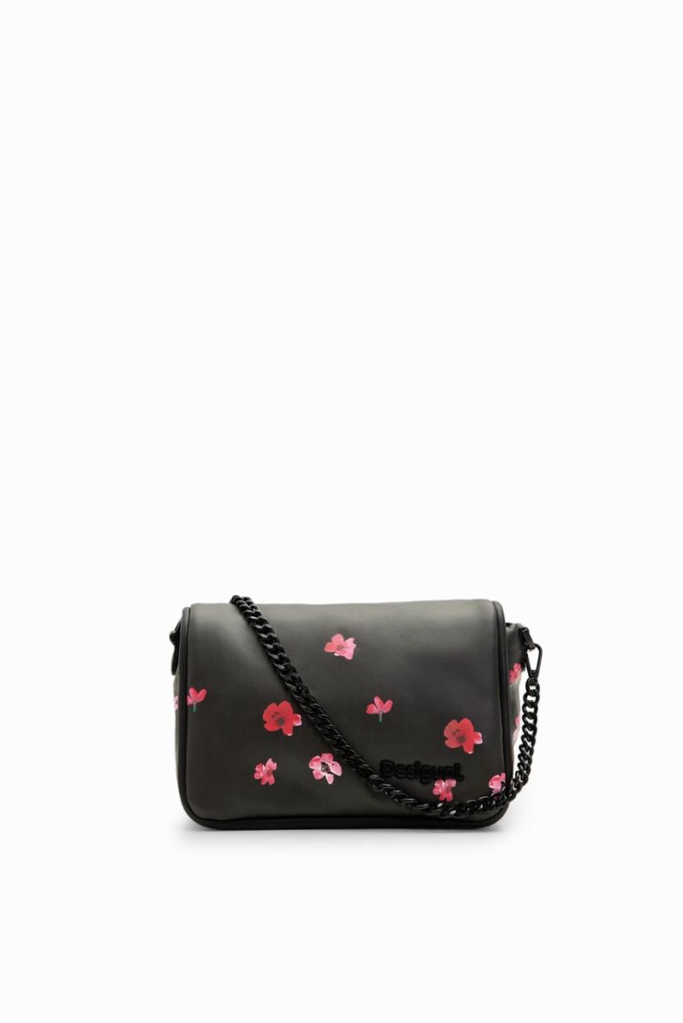 Desigual S Padded Floral Crossbody Torba Crne | 9do2RULj