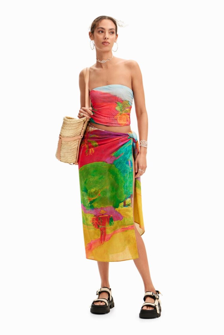 Desigual Scarf With Gauguin Landscape Print. Funari Assorted | e6kx8fEF