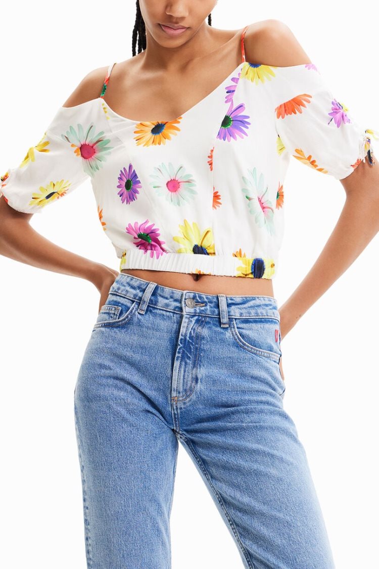 Desigual Short Gathered Floral Košulje Assorted | hWUwFxR5