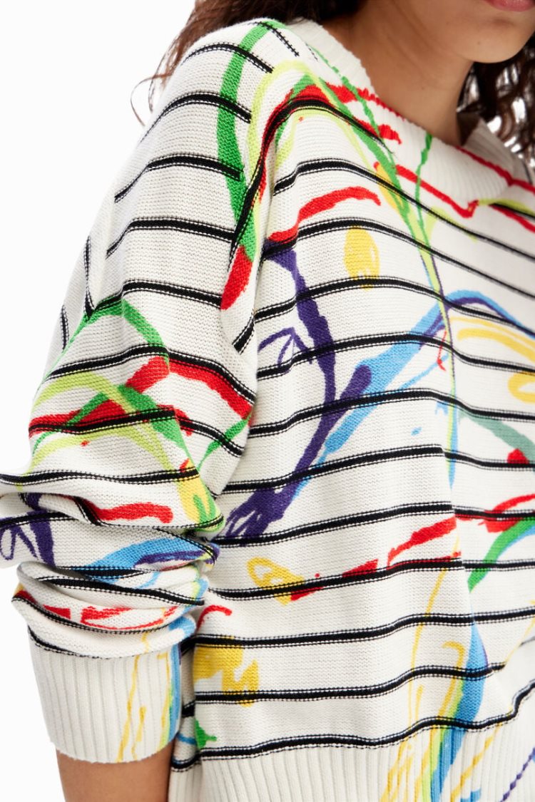 Desigual Short Striped Arty Pullover Džemperi Assorted | rShtZEmP