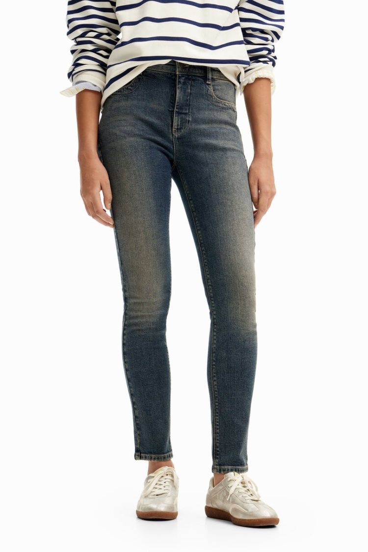 Desigual Skinny Hlače Plave | 6AX72yjD