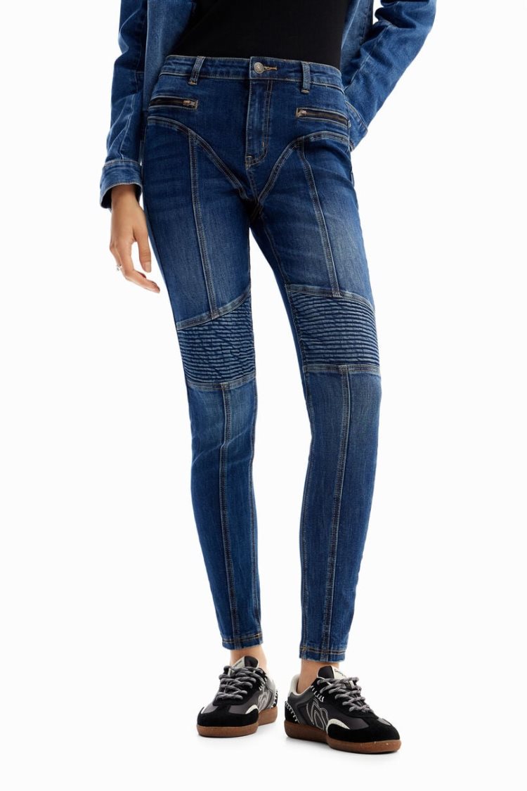 Desigual Slim Biker Hlače Plave | 3FgSidvE