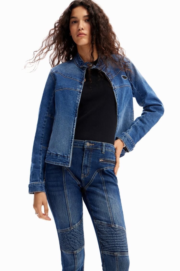 Desigual Slim Biker Hlače Plave | 3FgSidvE