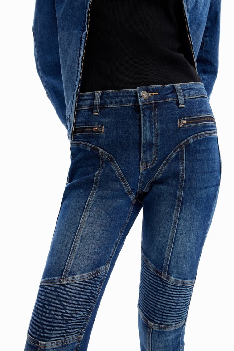 Desigual Slim Biker Hlače Plave | 3FgSidvE