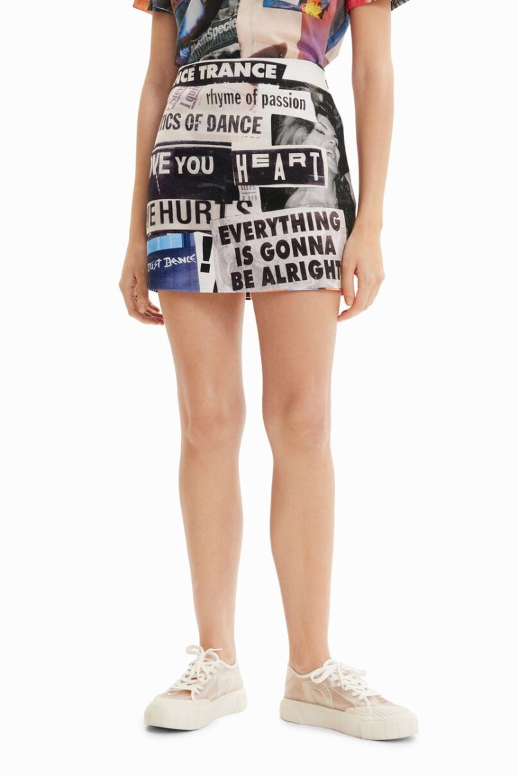 Desigual Slim Newspaper Mini Skirts Assorted | jA8WngvW