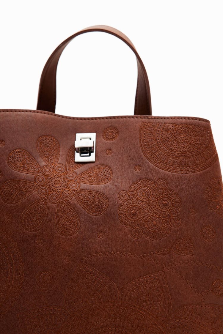 Desigual Small Leather Effect Ruksaci Smeđe | wLqfe6C9