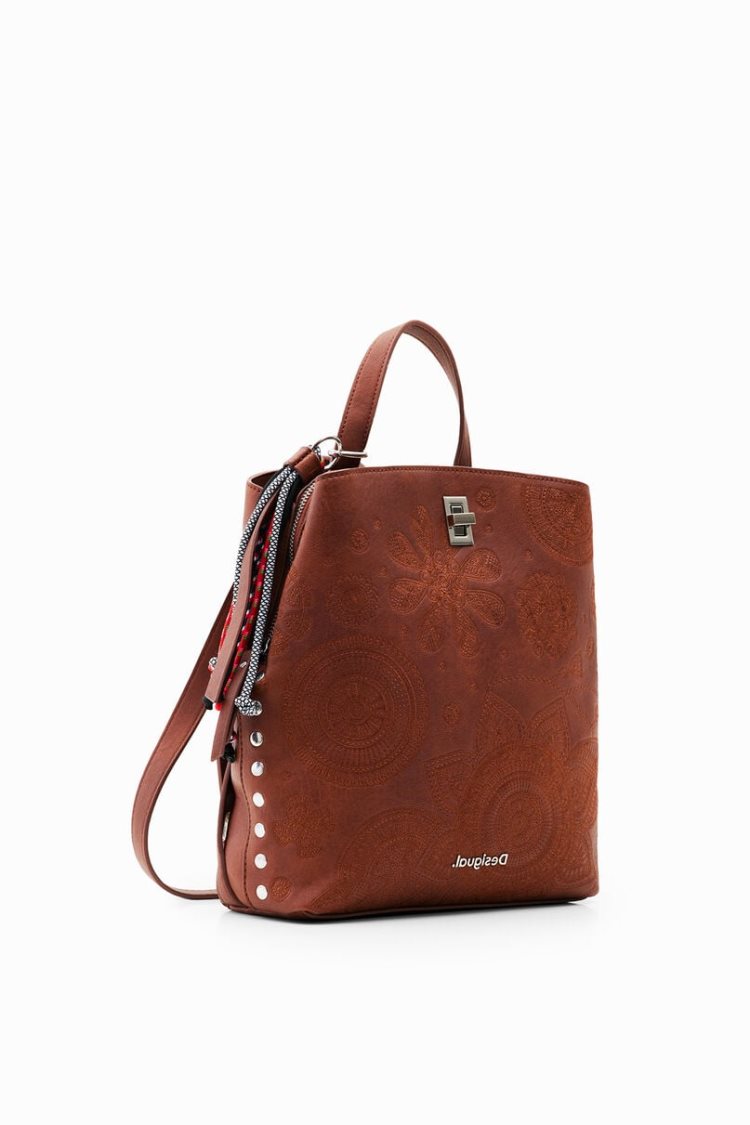 Desigual Small Leather Effect Ruksaci Smeđe | wLqfe6C9