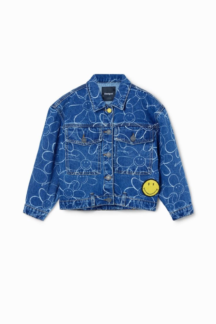 Desigual Smiley Originals Denim Trucker Jakne Plave | mGbwYxJr