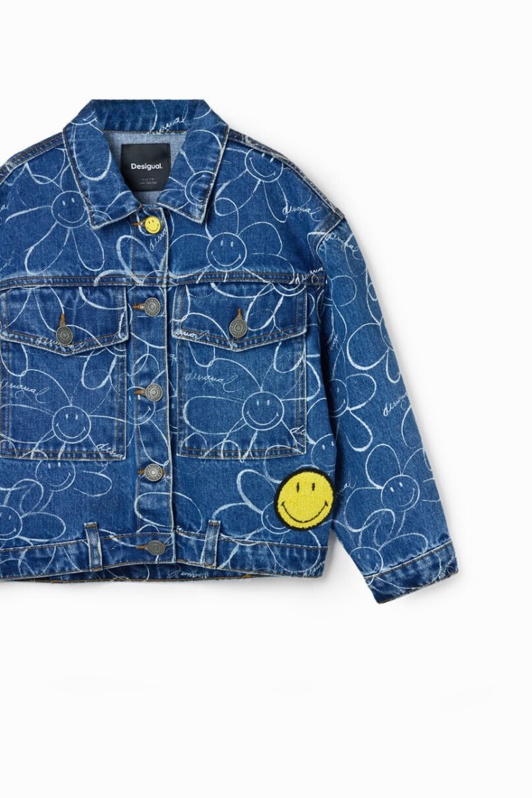 Desigual Smiley Originals Denim Trucker Jakne Plave | mGbwYxJr