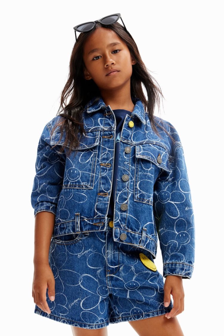 Desigual Smiley Originals Denim Trucker Jakne Plave | mGbwYxJr