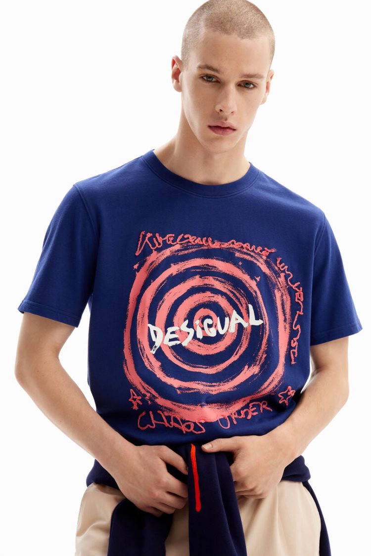 Desigual Spiral With Logo Majice Plave | 5V5HoPtr