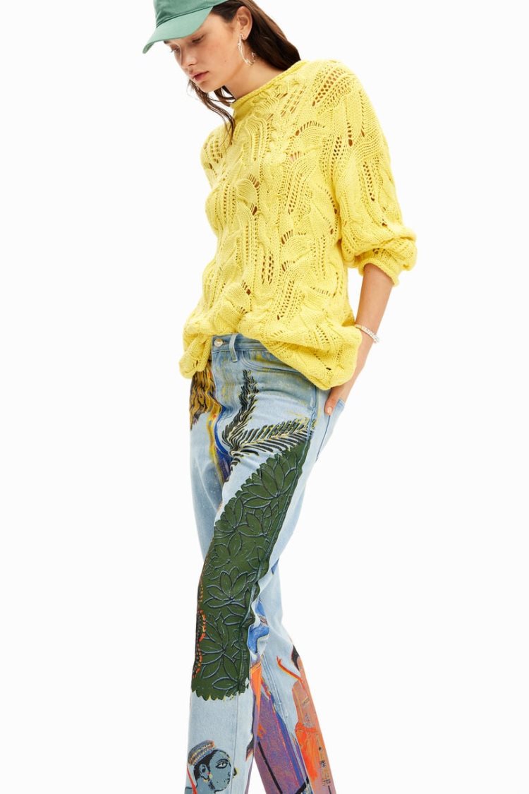 Desigual Straight India Print Jeans Hlače Assorted | IehiIlqo