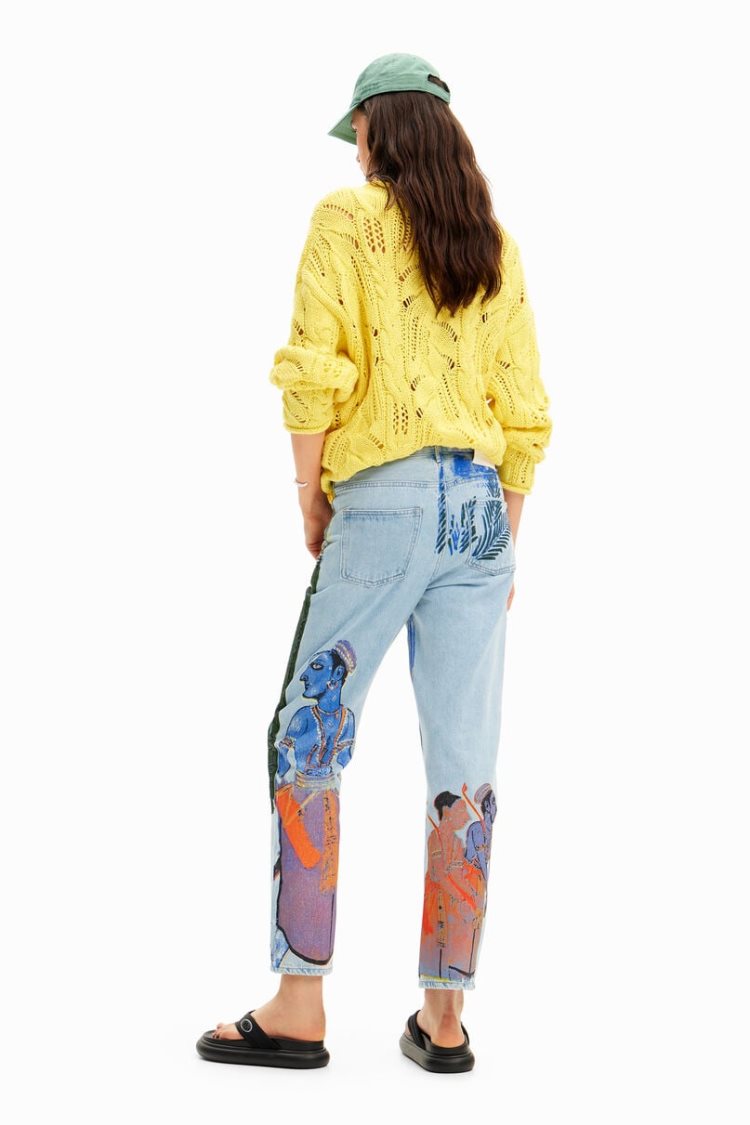 Desigual Straight India Print Jeans Hlače Assorted | IehiIlqo