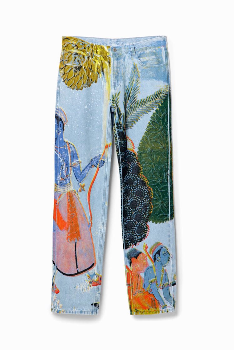 Desigual Straight India Print Jeans Hlače Assorted | IehiIlqo