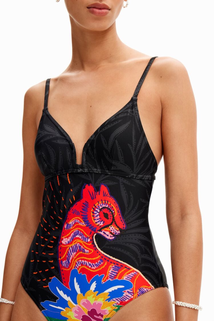 Desigual Strappy Cat Kupaći Kostimi Crne | IhtQh2IB