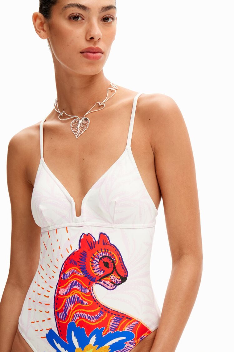 Desigual Strappy Cat Swimsuit Kupaći Kostimi Bijele | rA5Zd9R0