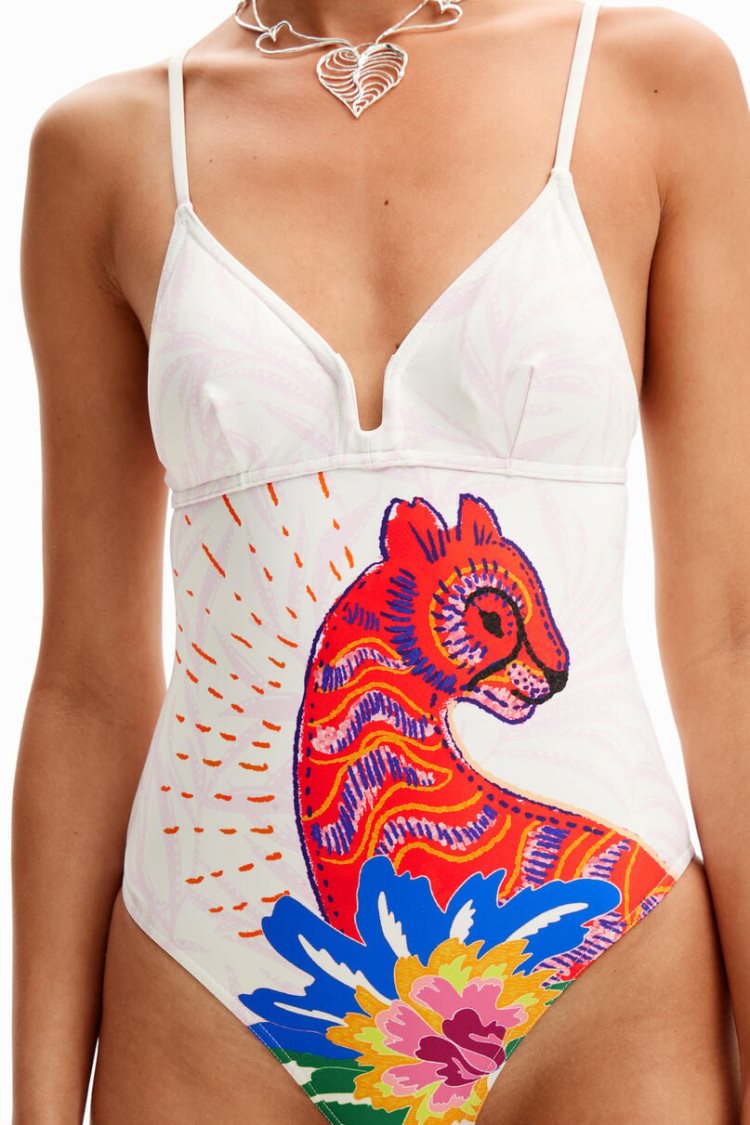 Desigual Strappy Cat Swimsuit Kupaći Kostimi Bijele | rA5Zd9R0