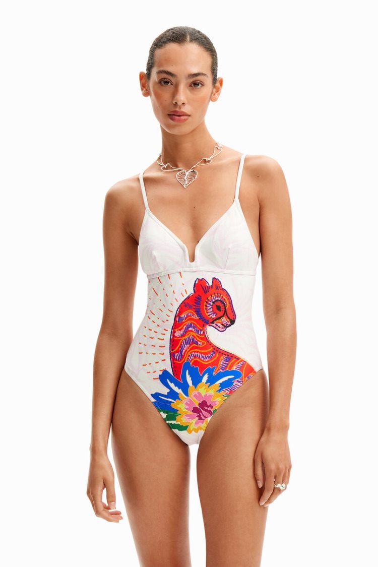 Desigual Strappy Cat Swimsuit Kupaći Kostimi Bijele | rA5Zd9R0