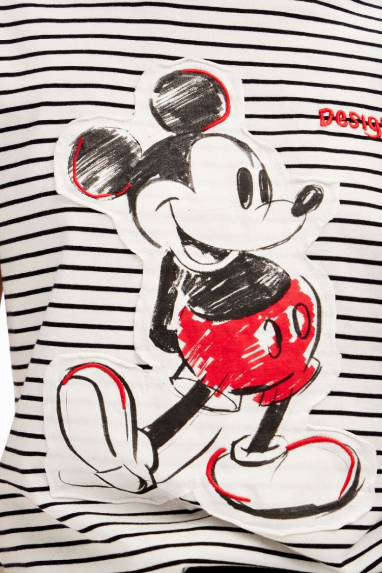 Desigual Striped Mickey Mouse Majice Crne | PH6ELKbE