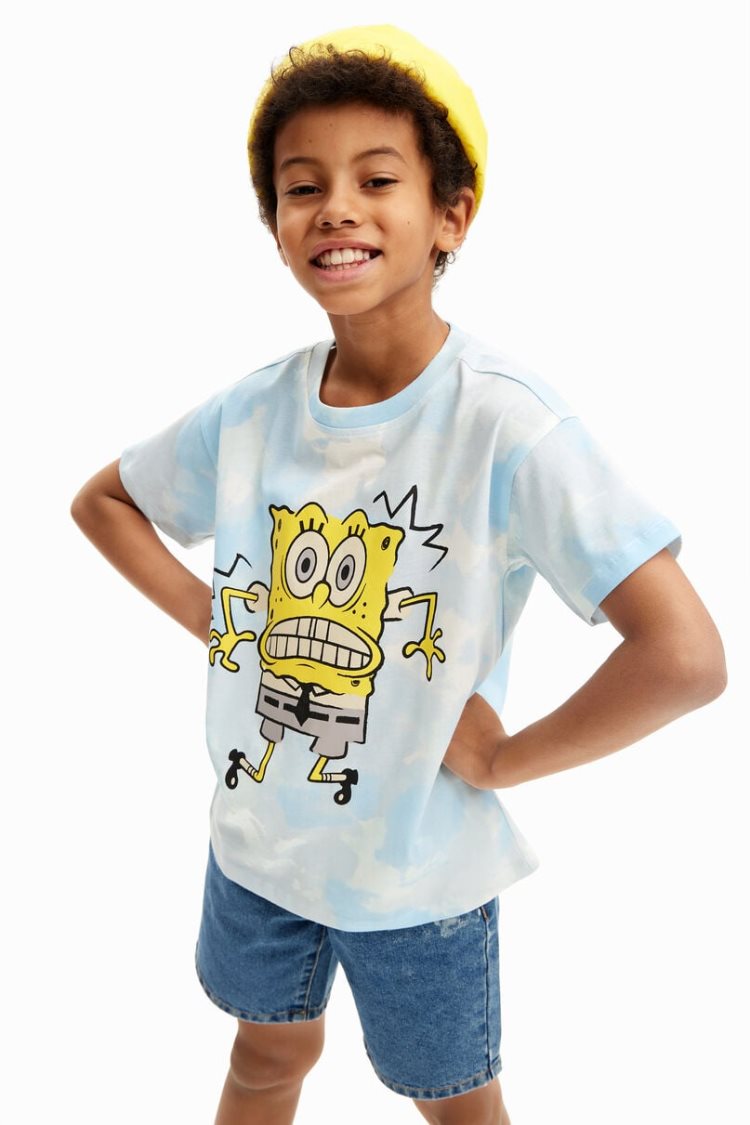 Desigual Tie-dye Spongebob Majice Plave | CRTRpFsS