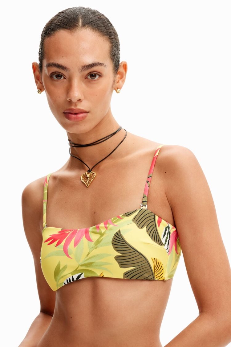 Desigual Tropical Bandeau Bikini Kupaći Kostimi Žute | HZAAi90U