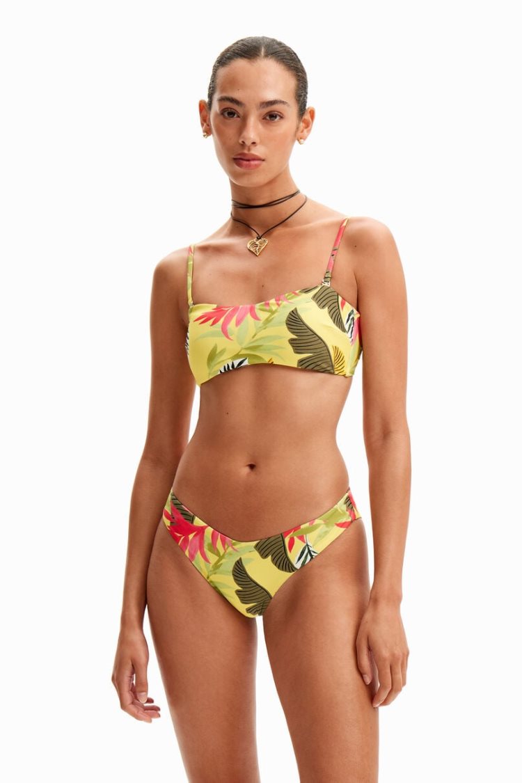 Desigual Tropical Bandeau Bikini Kupaći Kostimi Žute | HZAAi90U