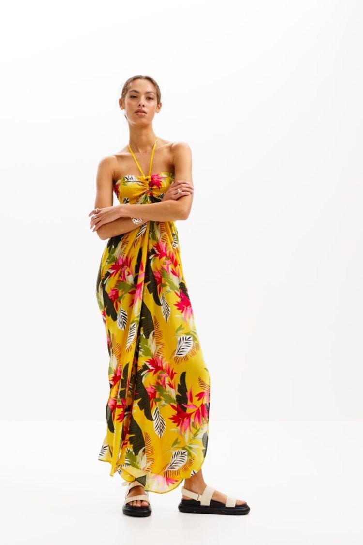 Desigual Tropical Halter Neck Jumpsuit Kupaći Kostimi Žute | xd3otGFW