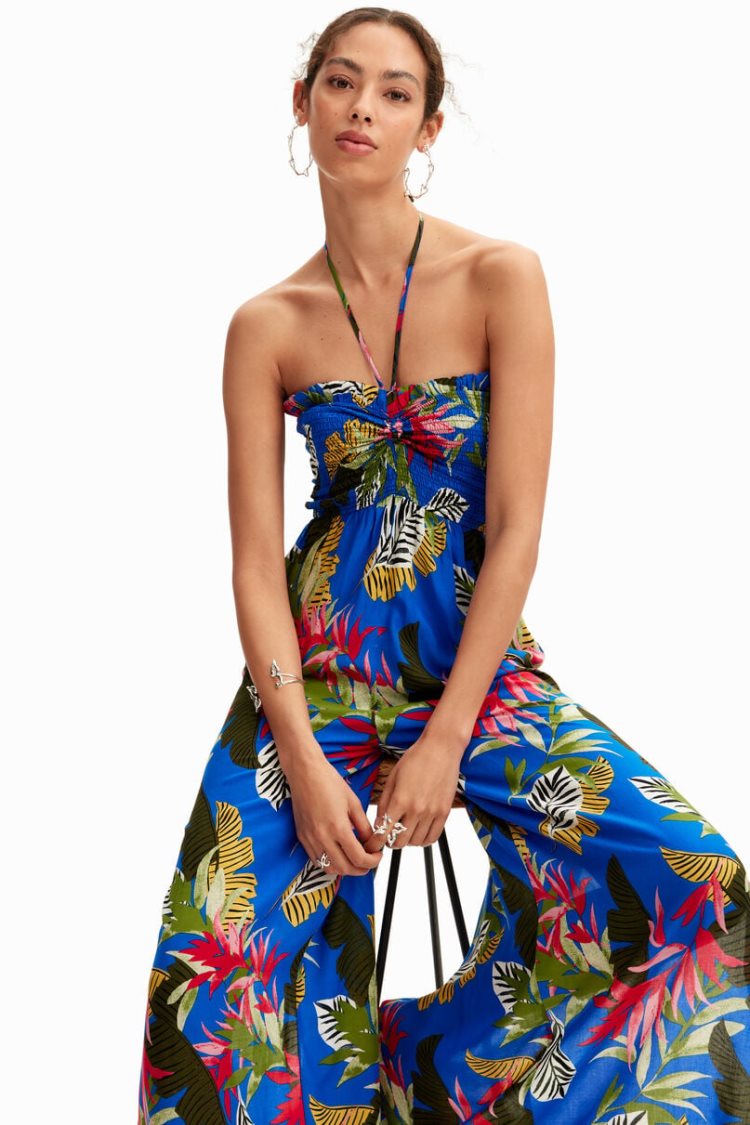 Desigual Tropical Halter Neck Kupaći Kostimi Plave | oZtX8OUw