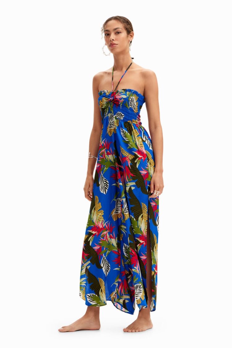 Desigual Tropical Halter Neck Kupaći Kostimi Plave | oZtX8OUw