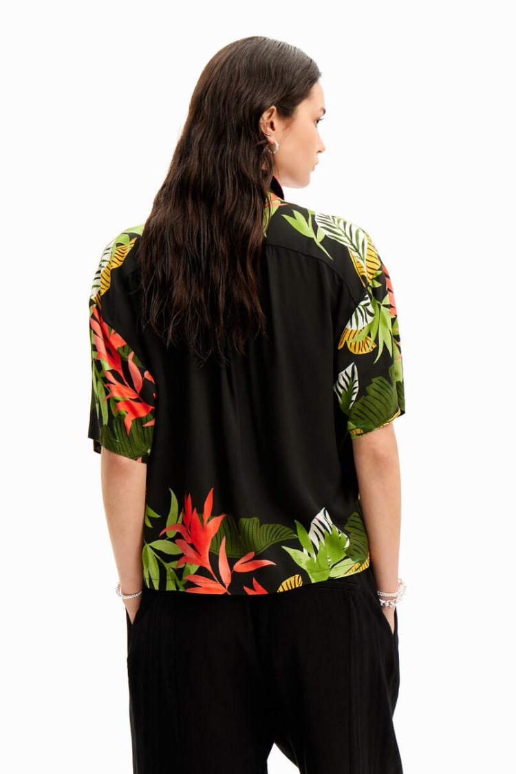 Desigual Tropical Short-sleeve Košulje Crne | kvQ1GVP7