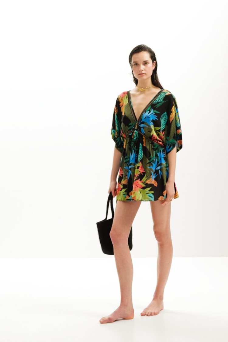 Desigual Tropical Tunic Dress Kupaći Kostimi Crne | 0iTJ8nKO