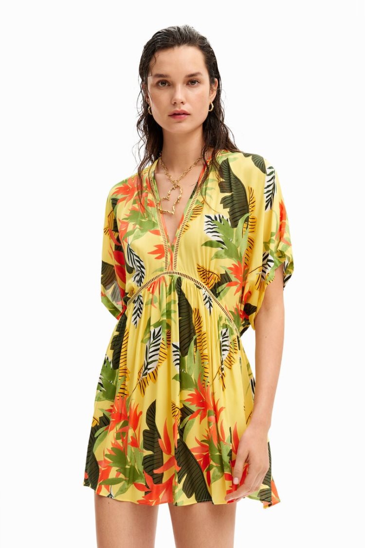 Desigual Tropical Tunic Dress Kupaći Kostimi Žute | ag0N4eiN