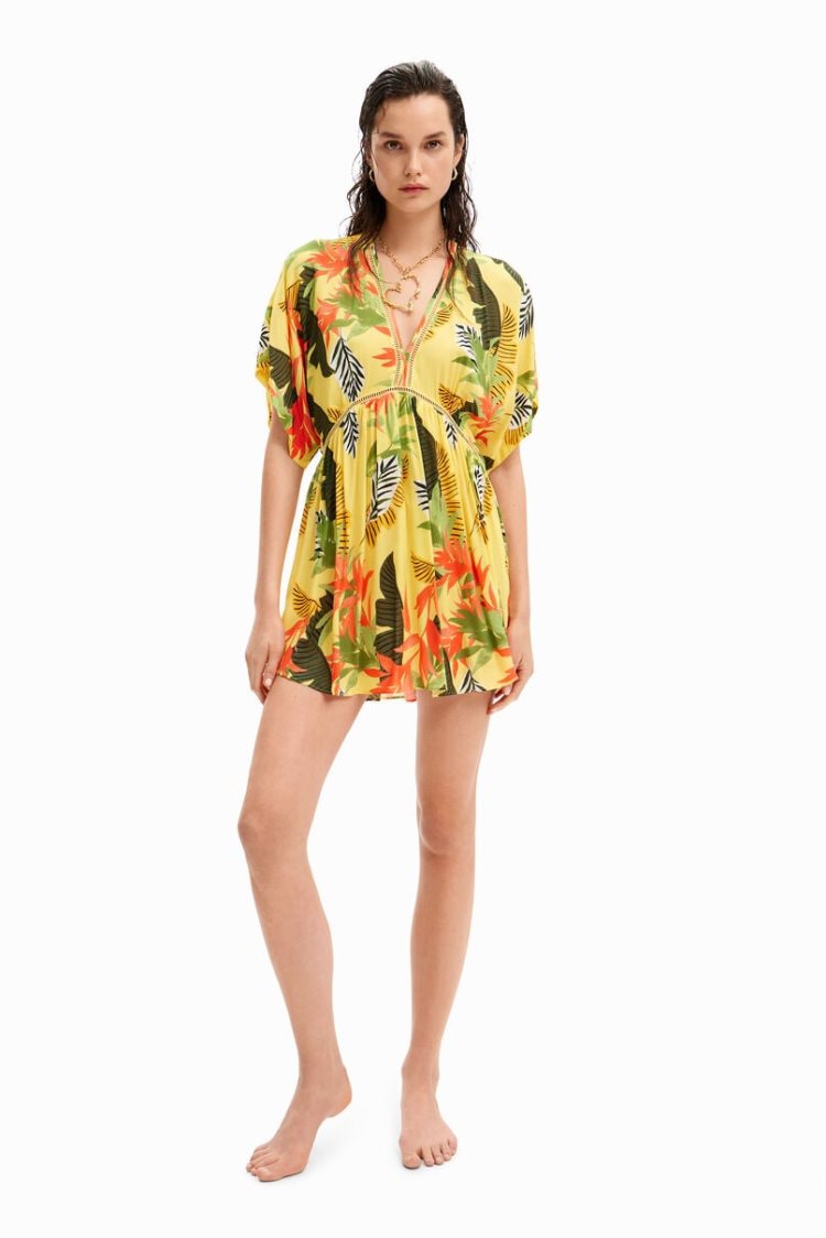 Desigual Tropical Tunic Dress Kupaći Kostimi Žute | ag0N4eiN